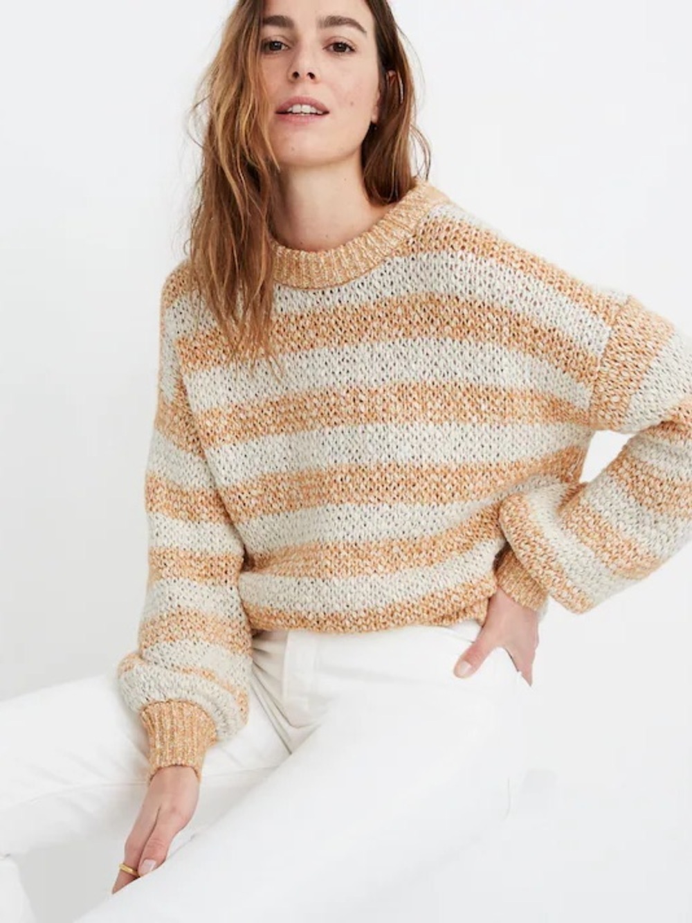 NWT Madewell Baez Pullover Sweater in Stripe - Size Large